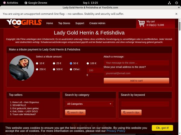 LadyGoldFetishdiva Discount Memberships