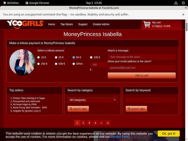 Logins For MoneyprincessIsabell Free